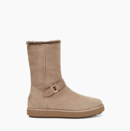 UGG Classic Berge Short Suede - Boots Dame - Khaki (NO-R187)